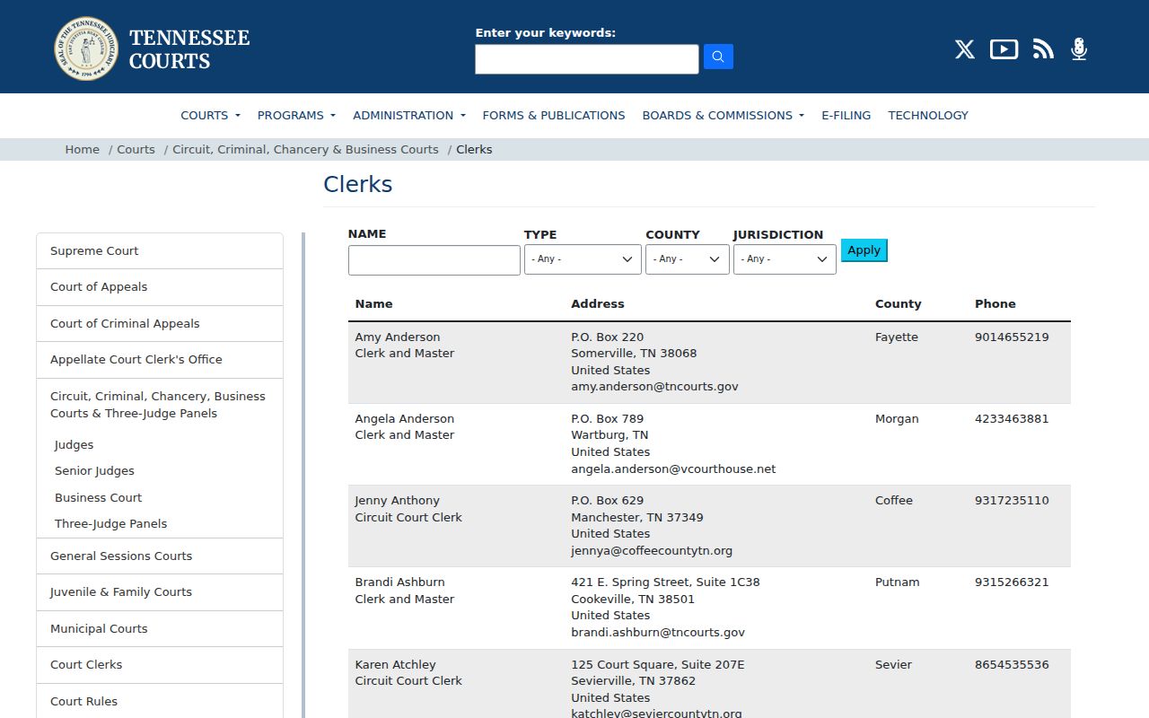 Marion County release record clerk listing